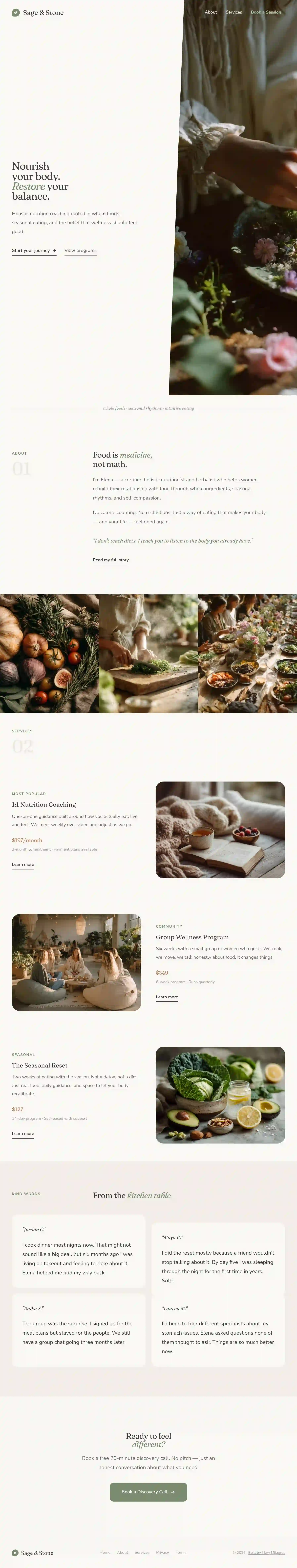 Sage & Stone Wellness website