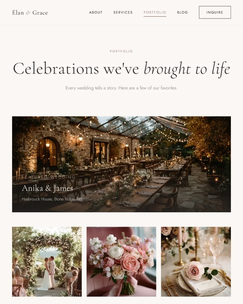 Our Lady WordPress theme for wedding planners